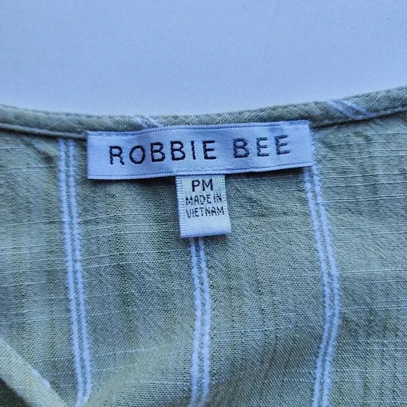 Robbie Bee Green White Stripe Strap Rayon Maxi Dress Tank Sz PM - Picture 14 of 14